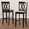 Baxton Studio Calista Grey Upholstered and Espresso Wood 2-Piece Bar Stool Set 167-10854 - alternate 4